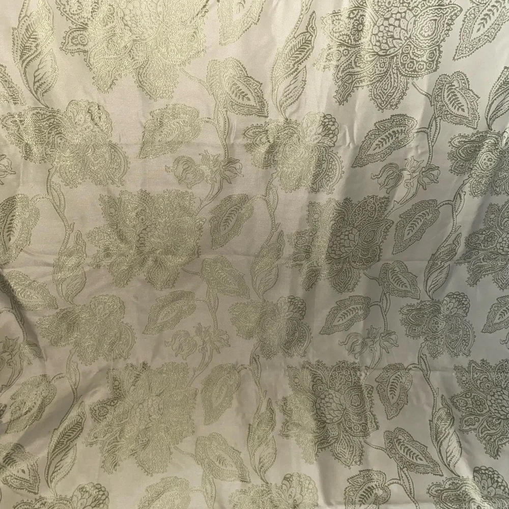 Pier 1 Imports Cream Sage Textured Paisley Grommet Elegant Curtain Panel 50x84”